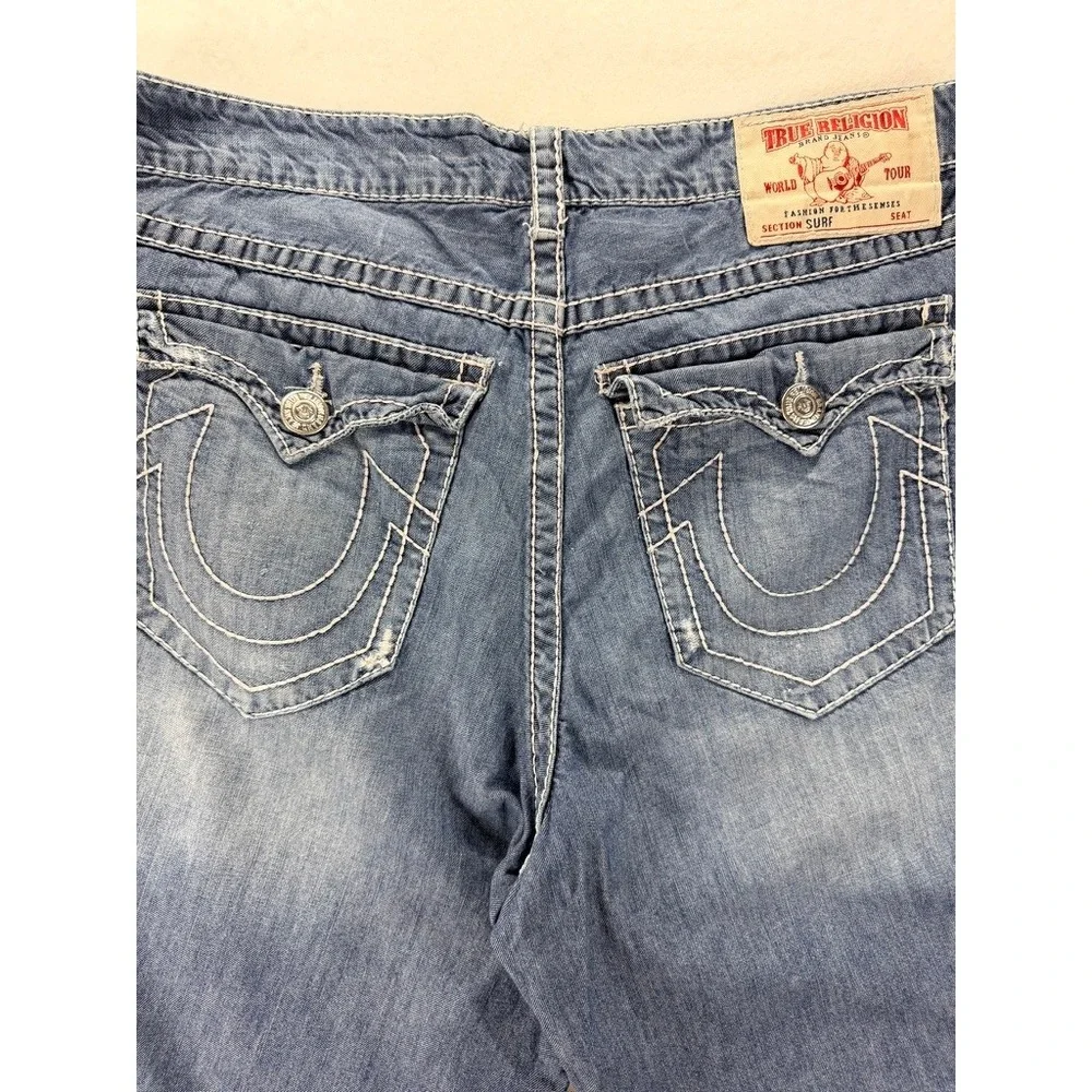 True Religion Surf Denim Distressed Shorts Men's Size 40 Y2K